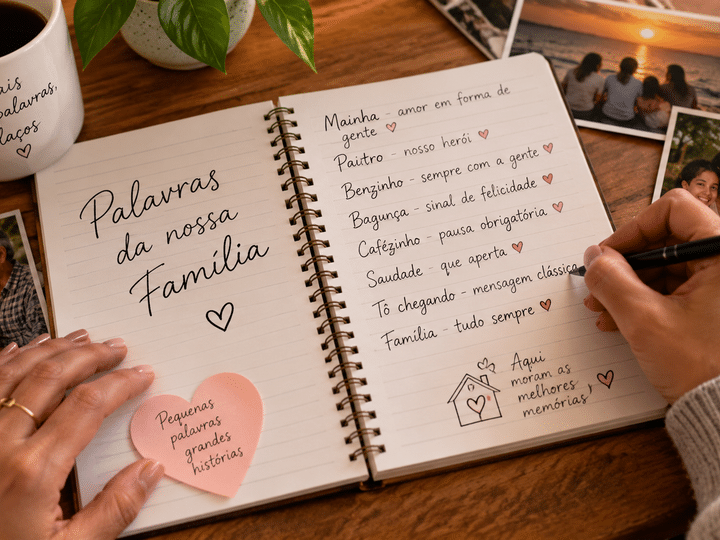 Caderno de palavras da família: como registrar expressões e apelidos com carinho